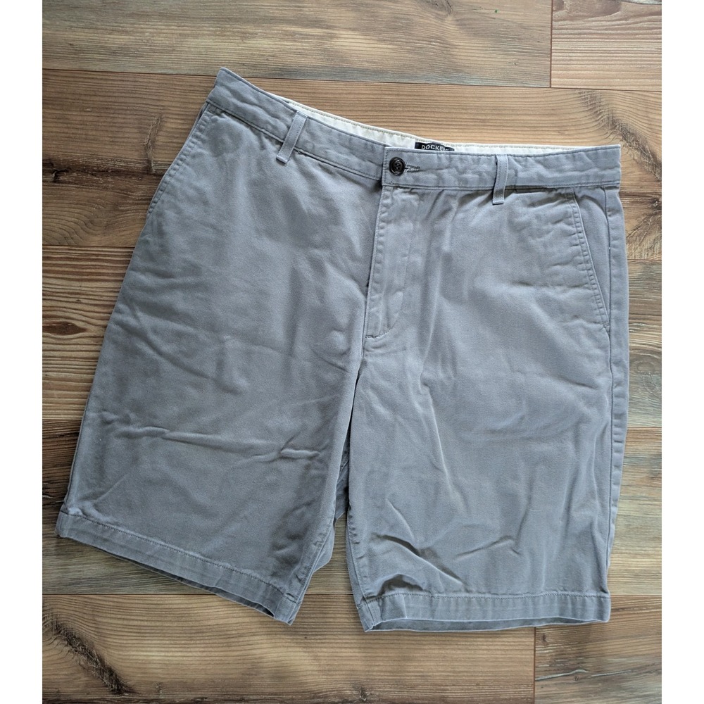 Dockers Gray Chino Casual Mid Rise Cotton Shorts 36 Waist 10 Inch Inseam